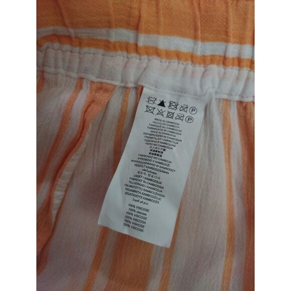 Michael Kors Womens Orange, White Striped Drawstring Shorts Size L Viscose Blend - Picture 4 of 8